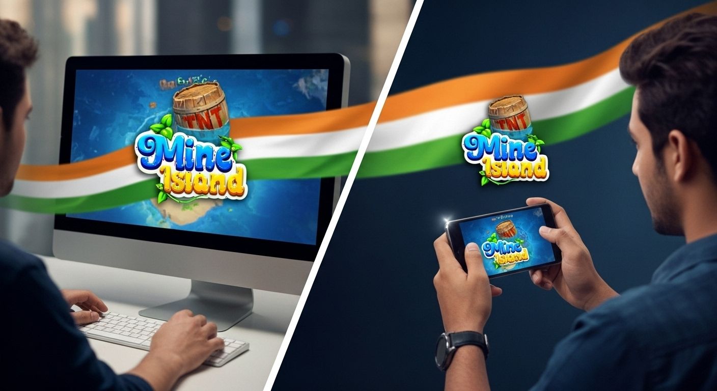 Desktop and mobile players connected by glowing cloud, synchronized gameplay, Indian tricolor ribbon